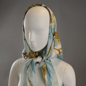 Hermès Etriers Imperial Blue with Gold Silk Jacqua